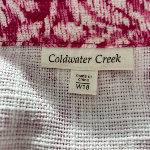 NEW Coldwater Creek 18w cotton/rayon linen look Jacket in rose pattern. - Picture 5 of 6